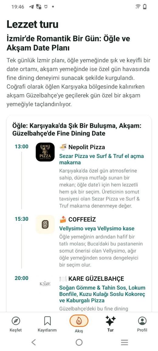 Bir günlük lezzet turu planı